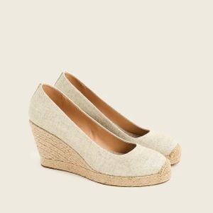 NEW J. Crew Seville espadrille wedges in metallic canvas | Size 9